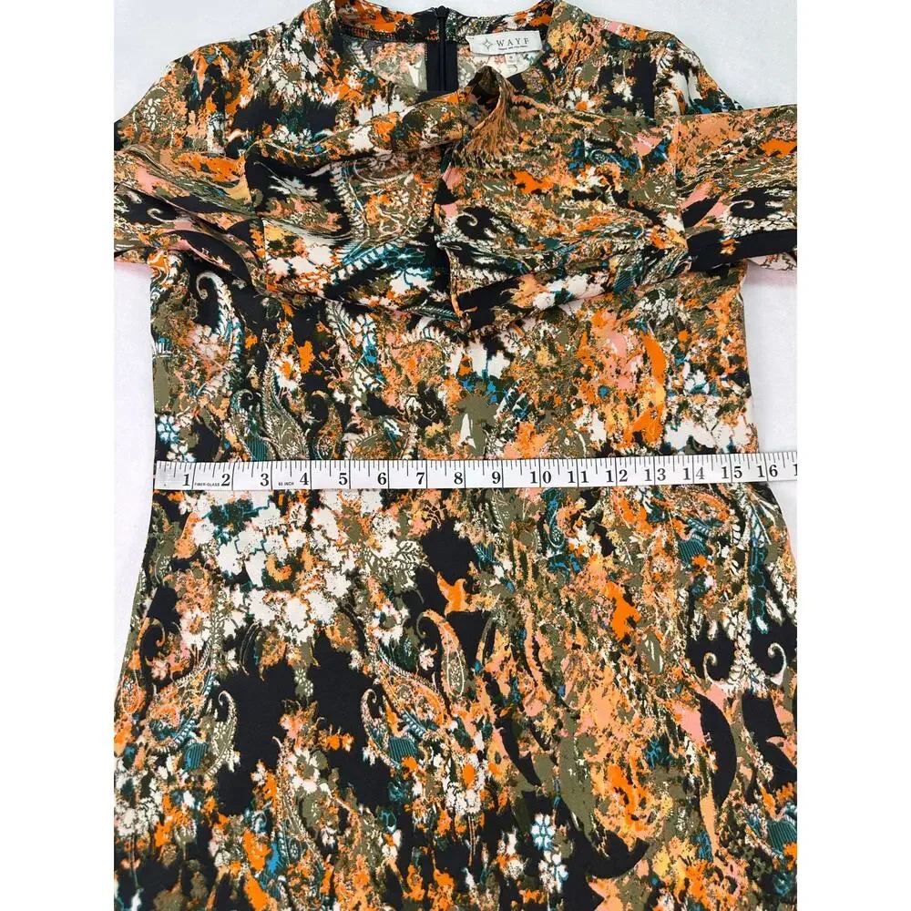 WAYF Multicolor Boho Floral Paisley Bell Sleeve Mini Shift Dress Size Small - Picture 9 of 10